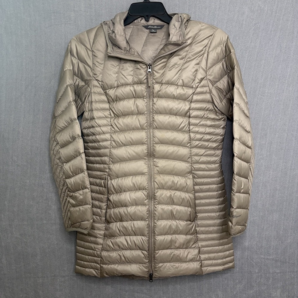 Eddie Bauer Lightweight Long Quilte Puffer Jacket Coat Astoria Parka Hood Medium